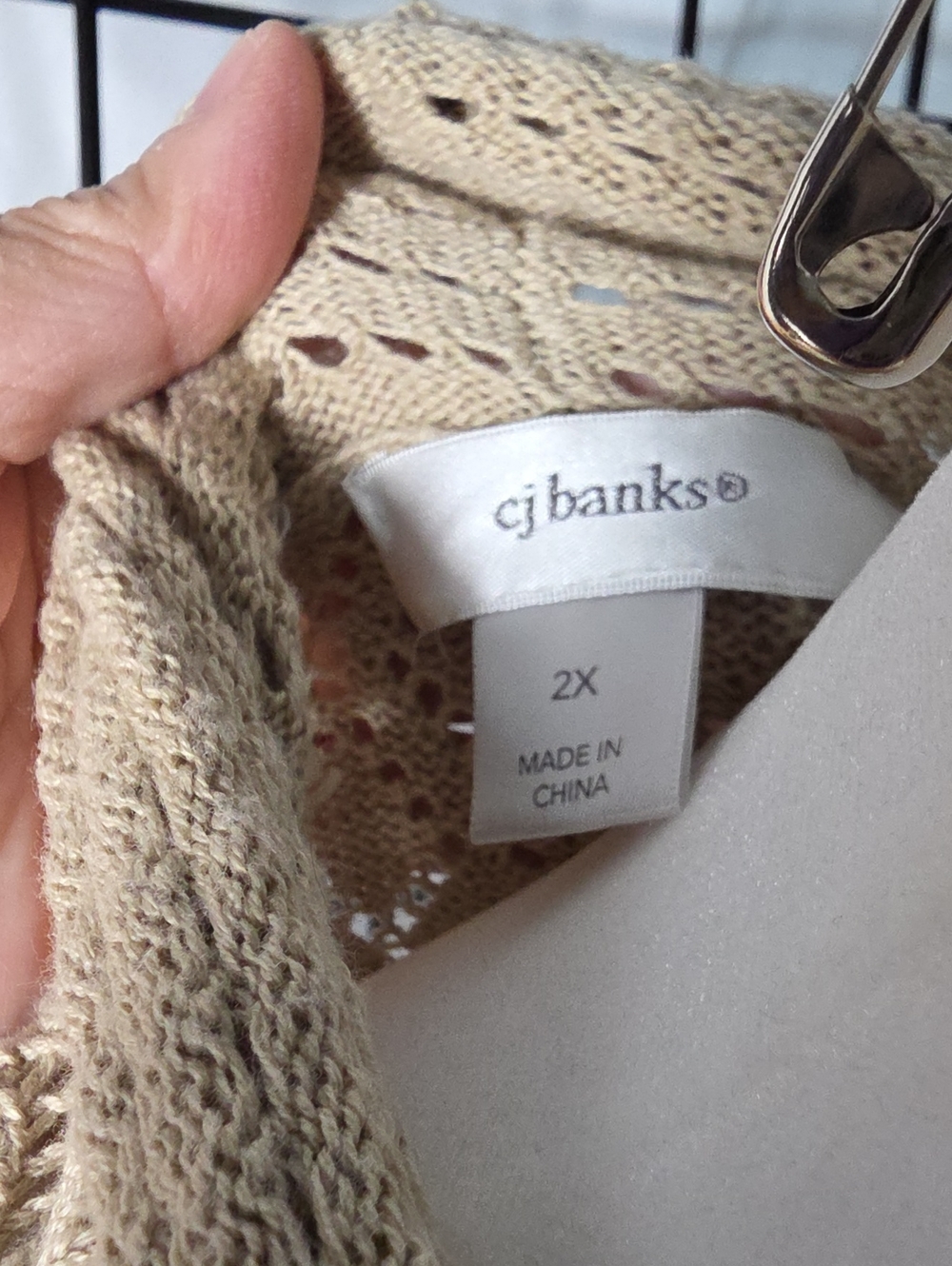 CJ Banks Taupe Open-Front Knit Cardigan with Pockets - Picture 2 of 8